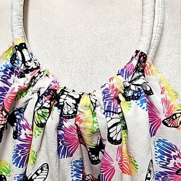 Womens White w/ Black and Multi Color Butterflies Tote Sac Shopping Shoulder Bag - Picture 5 of 8